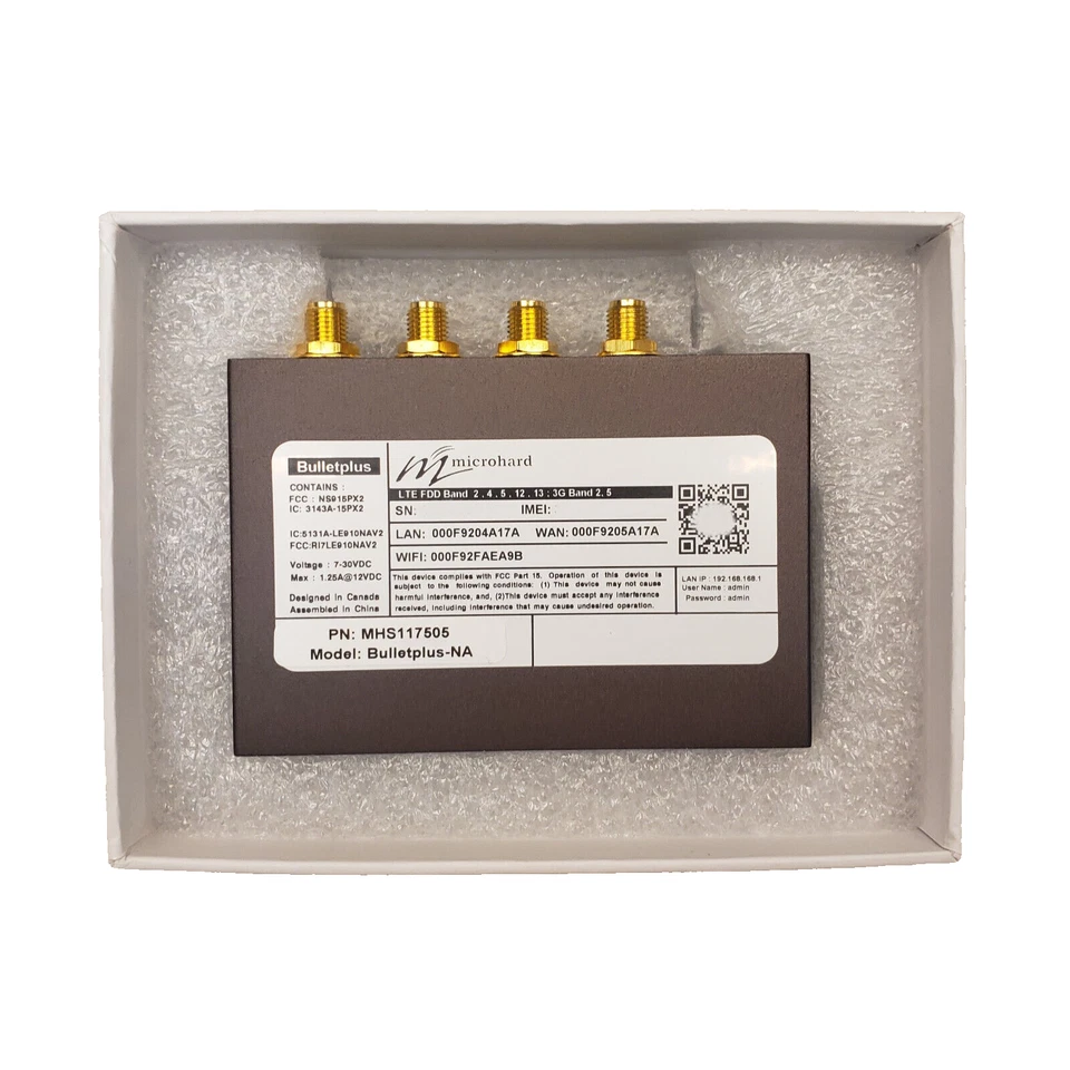 MicroHard Systems BulletPlus-NA 4G/LTE Dual Sim WiFi Ethernet & Serial Gateway - Image 4 of 4