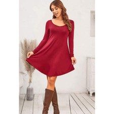 Round Neck Long Sleeve Mini Dress