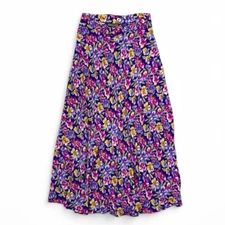 Vintage Herman Geist Purple Floral Maxi Skirt Lightweight Size 8