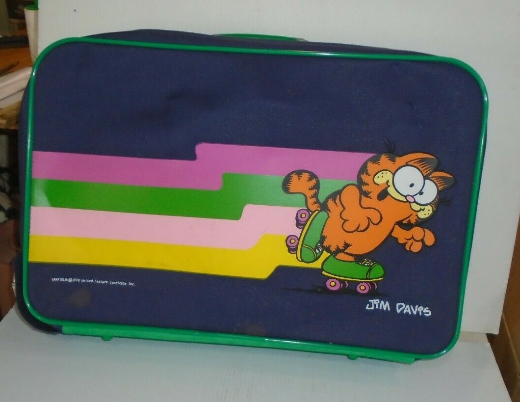 Vintage Garfield Luggage blue 1978 Jim Davis Rainbow Cartoon Cat