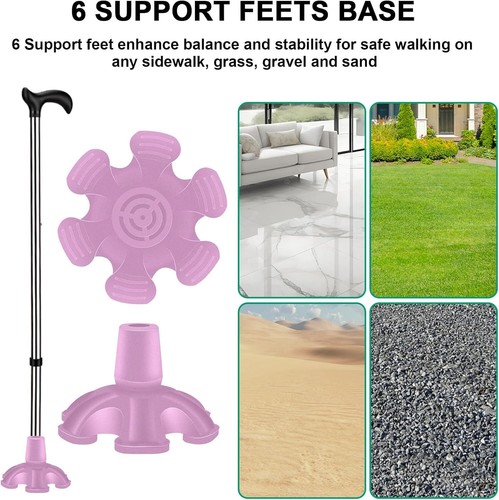 Heavy Duty Rubber Cane Tip - 6 Support Feet, 3/4 Inch, Self Standing for Walking - Picture 5 of 11