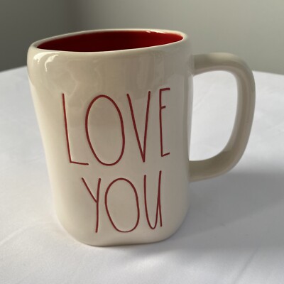 Rae Dunn  Love You  Ceramic Mug Red Inside