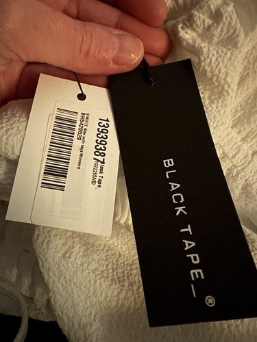 NWT BLACK TAPE_ Women's White Puff-Sleeve Square Neck Tiered Midi Dress SZ S - Picture 8 of 12