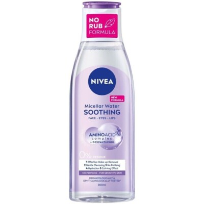 NIVEA Beruhigendes Mizellenwasser (200 ml), Hautreiniger und Make-up Entferner