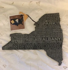 NWT Slate Gray Cheese Serving Board / Decor by Top Shelf Living New York State