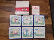 Pimpernel Coasters, Sailboat Coasters, Set of 6, Nautical Decor, Regatta, Boxed 