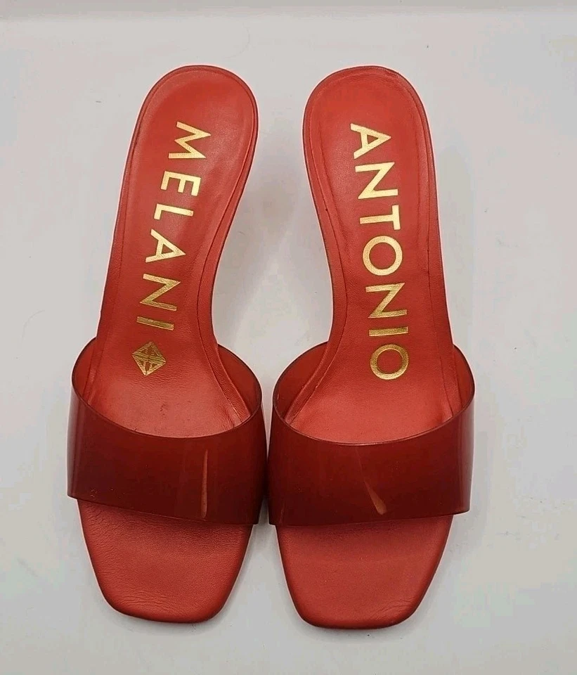 Antonio Melani 7M Rojo Vinilo Puntera Cuadrada Gatito Tacones Barbee Sandalias 153 Foto 2 de 4