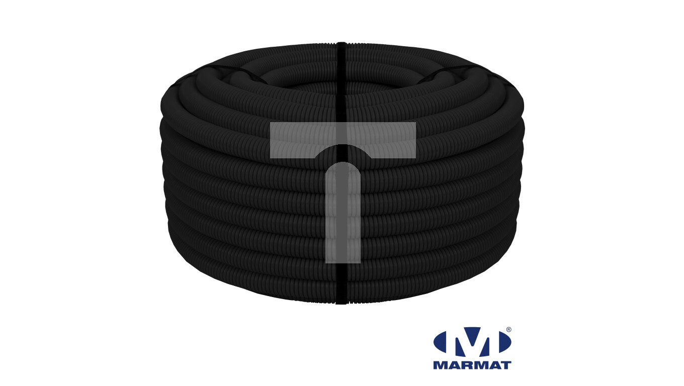 (1 disc) Corrugated flexible pipe with pilot 320N RGp 25/19 black, UV res /T2UK