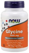 Now Foods: Glycine Amino Acid 1000 mg Promote Restful sleep 100 caps 08/2026 EXP
