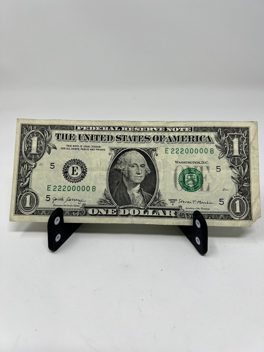 BINARY TRIPLE & FIVE IN A ROW Fancy Serial Number E22200000B 2017A