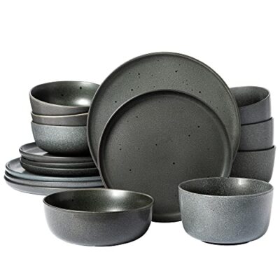 Gibson Elite James Street 16-Piece Stoneware Set - Truffle Grey, Service for 4