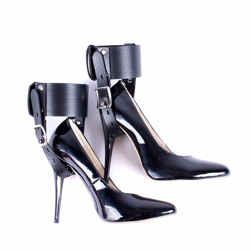 Style Faux Leather High Heel Shoes Locking Straps
