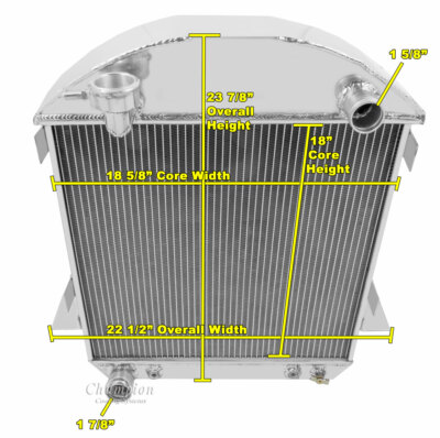 AL Champion 2 Row Radiator for 1917 - 1927 Ford Model T Ford Configuration