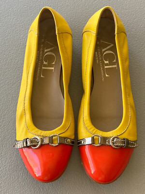 AGL Attilio Giusti Leombruni Monika Cap Toe Leather Ballet Flats Shoes 40 EXC