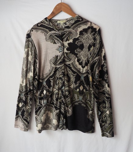 Pashma 100% Silk Fine Jersey Knit Cardigan Top Paisley Multi XXXL 44"