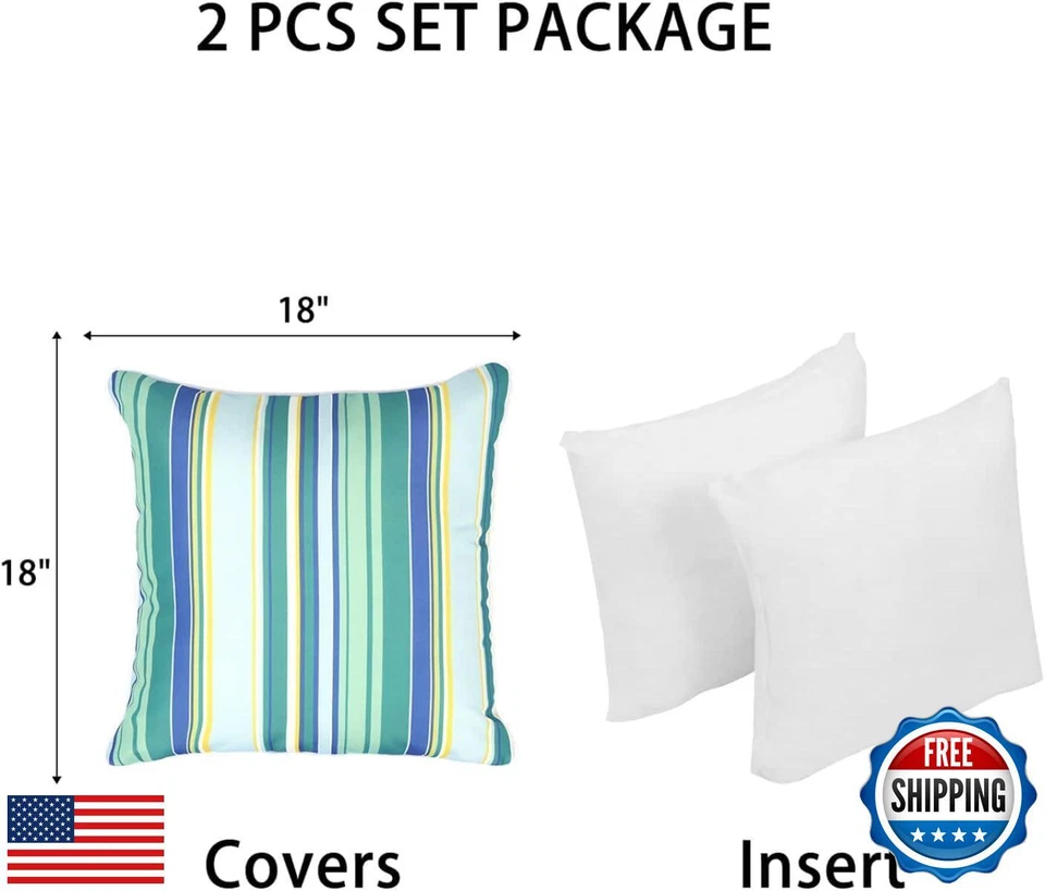 Insertos Enipate incluidos almohadas de exterior, paquete de 2 rayas resistentes al agua Foto 3 de 4