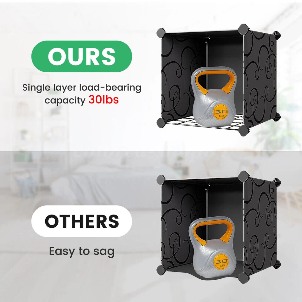 12Cube Shelves Rack Modular Heavy Duty Cube Storage Organizer Shelving Bookshelf - Image 4 of 4