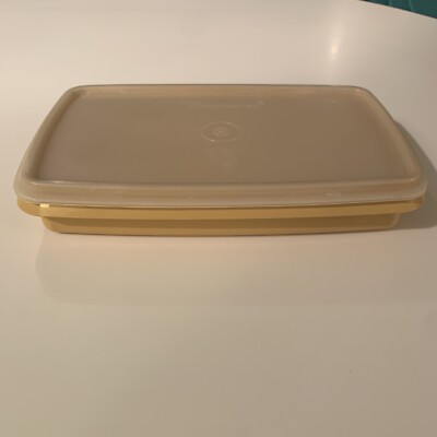 Tupperware 816 Deli Keeper Cold Cuts Sliced Meat Storage Yellow w/817 Lid EUC