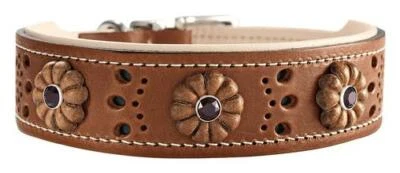 Collier Hunter Virginia Rose Taille 42 rouille / beige, cuir chien petit/moyen - Photo 1/2