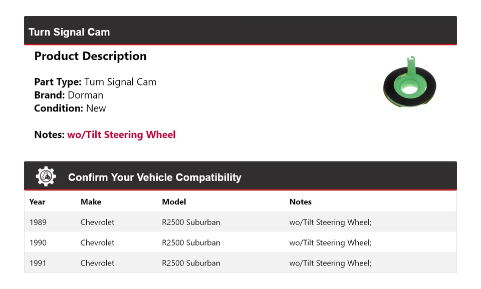 Cámara intermitente 1990 para Chevrolet R2500 Suburban Dorman 1989-1991 Foto 2 de 4