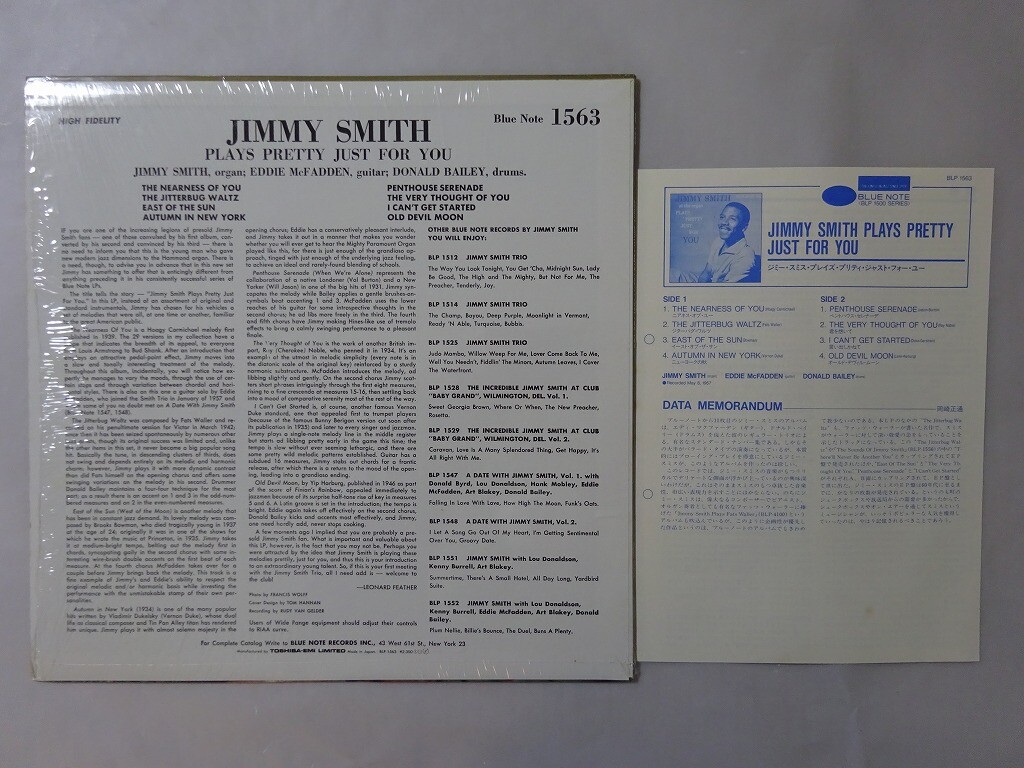 米LP Jimmy Smith Plays Pretty Just For You BST1563 BLUE NOTE /00260 Jimmy Smith LP - Plays Pretty Just For You - Blue Note BLP