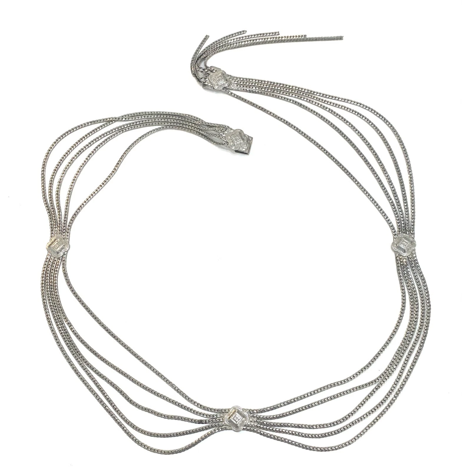 Collier ceinture vintage années 1970 CHRISTIAN DIOR Swag ton argent signé