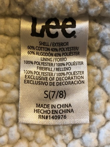 Lee kids soft heavy fleece lined Sweatshirt hood girls boys Small 7/8 - Picture 6 of 6