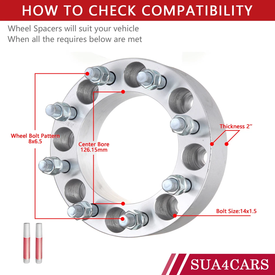 2P 2" 8x6.5 to 8x6.5 Wheel Spacers For 2009 Chevrolet Avalanche Express 3500 Foto 2 de 4