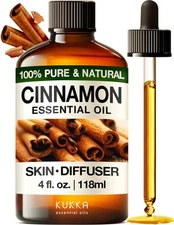 Cinnamon Essential Oil - 4 Fl Oz - 100% Pure for Diffusers, Skin & DIY