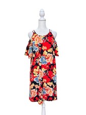 Ann Taylor LOFT Floral Cold Shoulder Dress Rayon Shift Dress Medium