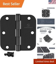 High-Performance 3.5-Inch Matte Black Hinges - 18 Pack with Installation Kit