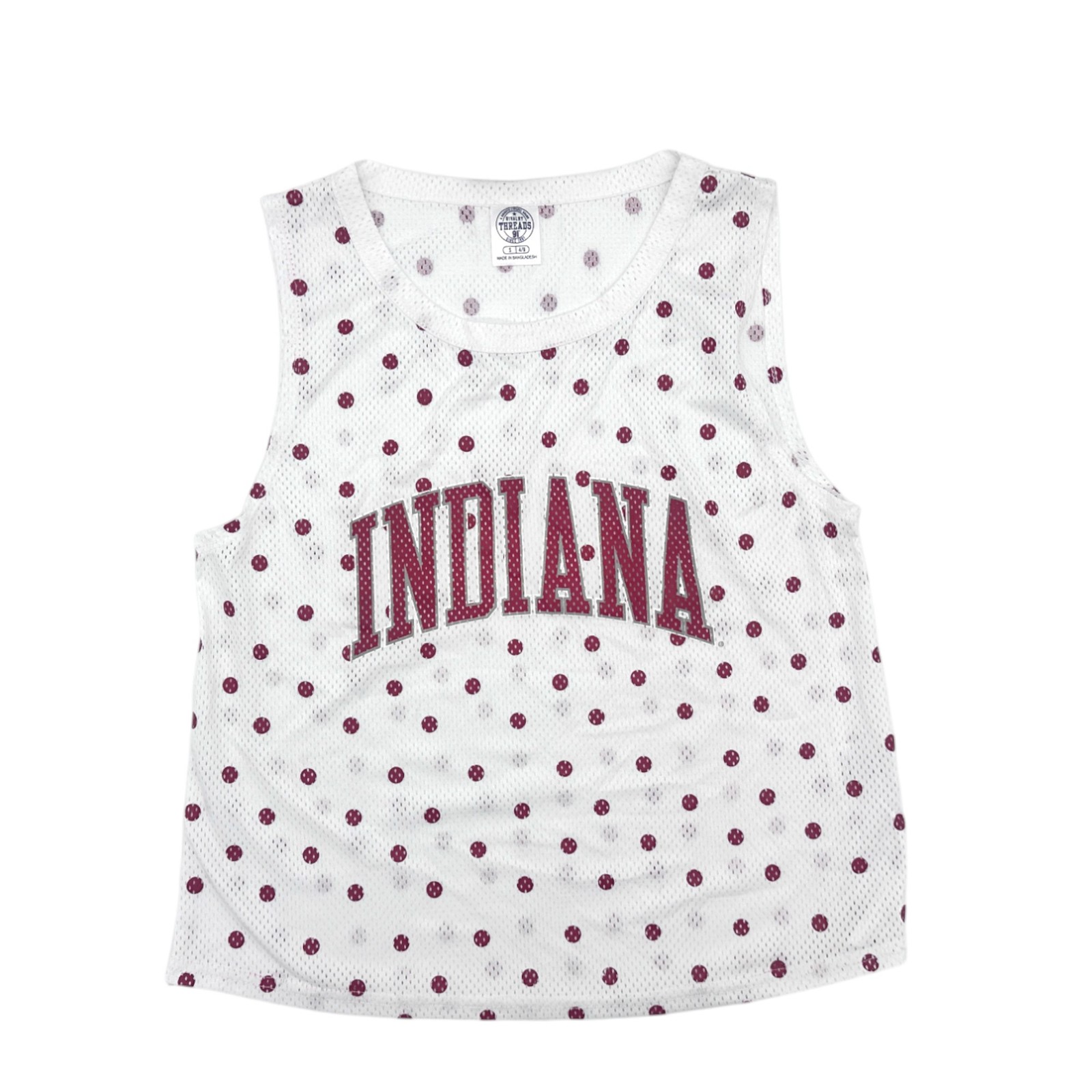 Женская сетчатая майка NCAA Indiana Hoosiers, белая в красный горошек, маленькая (4/6)
