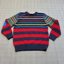 Hanna Andersson Striped Cotton Sweater size 100 / 4 Colorblock Fair Isle Knit