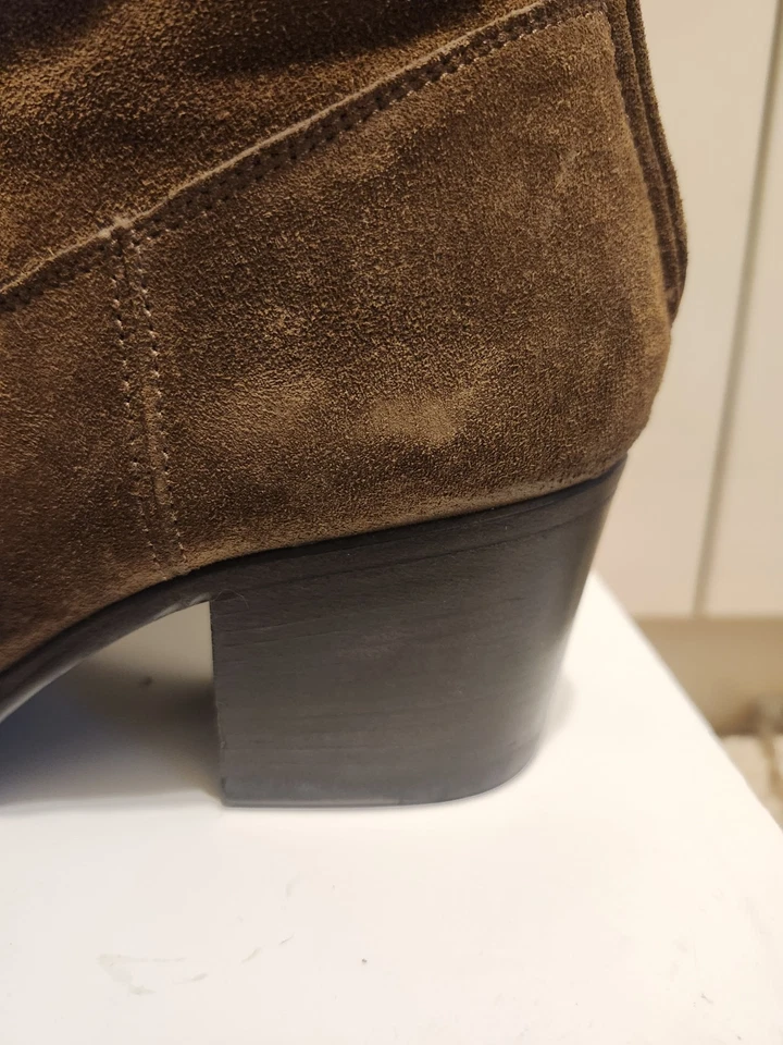 Nuevas Botas Occidentales Alberto Fasciani "Diletta" Marrón Gamuza Talla 9/39 Ret. $695 Foto 4 de 4