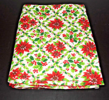 Colorful Christmas/Holiday Tablecloth 50"x66" All Over Floral Poinsettias Holly