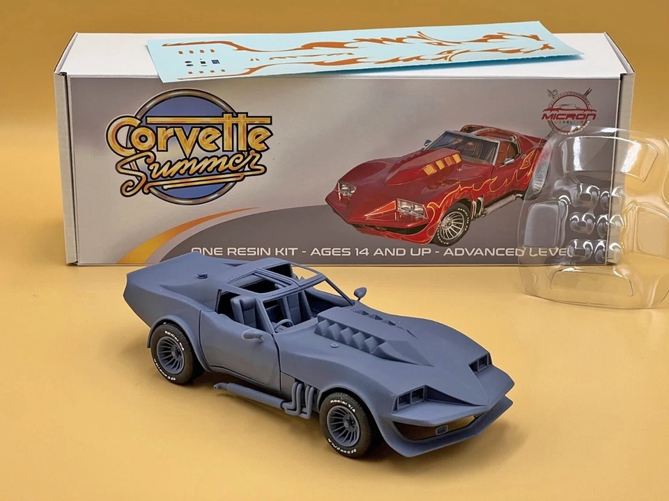 1:25 Corvette Summer Resin Model Kit With Decals,  Rubber Tires and Clear Parts - Image 2 of 4