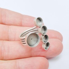 Multi Blank Ring Base Bezel Cabochon Antique Silver Plated Brass 6mm 10mm G37516