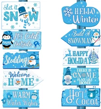 20 Pieces Let It Snow Yard Sign Let It Snow Sign Christmas Signs with Santa Clau