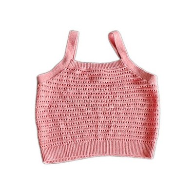 Universal Thread Size S Loose Knit Crochet Crop Top Orange Peach Festival Beachy