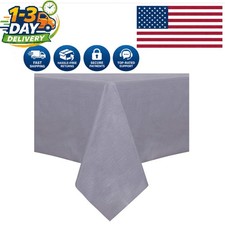 Versatile Grey Vinyl Tablecloth - 54 x 78 Inch, Oil Stain Resistant for Events