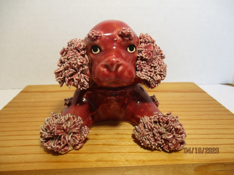 Vintage Rare Maroon Spaghetti Poodle Figurine