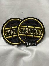 2x  7cm fabric Bridle Discs STALLION black & gold classic style 