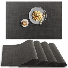 homEdge PVC Placemat, 4 PCS of Non-Slip Heat Resistant Place Mats, Washable Viny