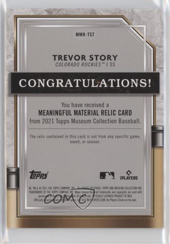 2021 Topps Museum Collection Meaningful Material Relics Gold /25 Trevor Story - Picture 2 of 4