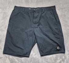 RVCA Men's Dark Gray Classic Chino Shorts Flat Front Button Zip Pockets Casual