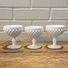 Vintage White Milk Glass Hobnail Goblets Set of 3 Twisted Stem Drinkware
