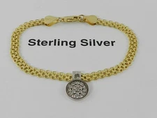 Giani Bernini Cubic Zirconia  Charm Bismark Chain Bracelet 18K Gold over Silver