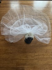 Vintage Ivory Bridal Wedding Veil With Pearls Cap Like Style Headpiece READ