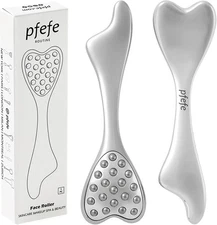 pfefe Stainless Steel Gua Sha & Face Roller, 3-in-1 Dolphin Facial Roller... 
