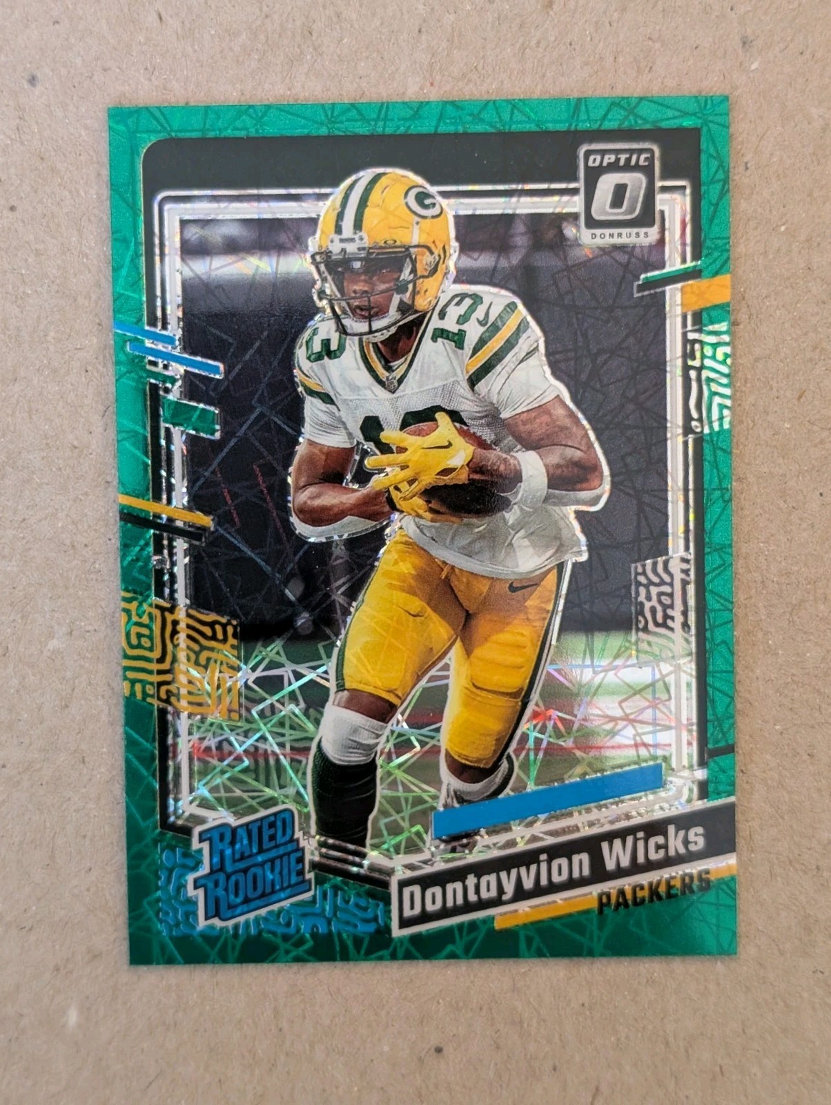 2023 Panini Donruss Optic - Rated Rookie Dontayvion Wicks #249 Green Velocity